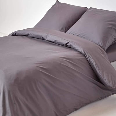 Homescapes Dekbedovertrek 155x220 cm Eenpersoons – Donkergrijs – 100% Egyptisch Perkal Katoen – 200 TC – Inclusief Kussensloop