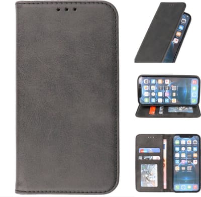 Magnetisch Folio Book Case - Hoesje Hoesje Geschikt voor iPhone 12 - 12 Pro Zwart