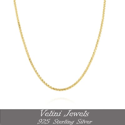 12K goud vergulde 925 zilver 1.2mm box halsketting-roestvrij-40cm+5cm verlengstuk met anker slot