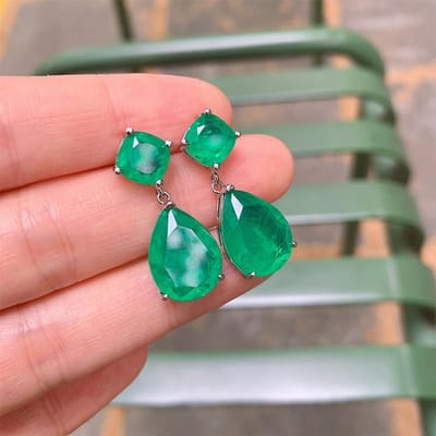 Kleur Paraiba Druppel Oorbellen voor Dames Toermalijn Smaragd Grote Druppel Oorbellen Luxe Designer Fijne Sieraden Kerstcadeau blue