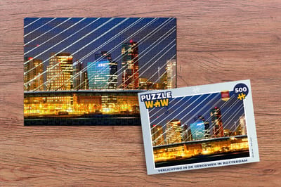 Puzzel Rotterdam - Skyline - Licht - Legpuzzel - Puzzel 500 stukjes