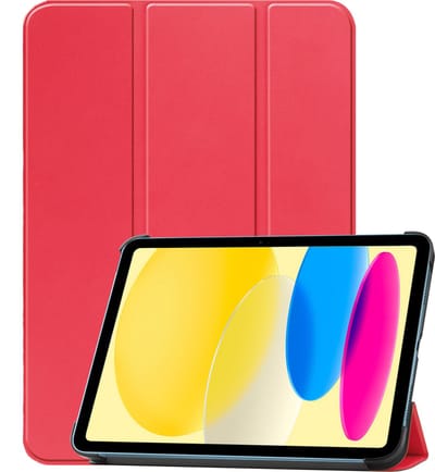 Hoesje Geschikt voor Apple iPad 10 (2022) - 10.9 inch - 10e Generatie - Dun & Stevig - Trifold Bookcase - Hard Cover - Hardcover Book Case - Tablet Hoes - Rood
