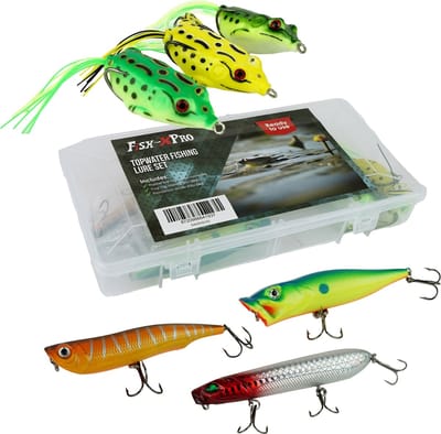 Fish-Xpro Topwater Kunstaasset - Poppers & Frogs - 6 Stuks - Kunstaas - Roofvissen