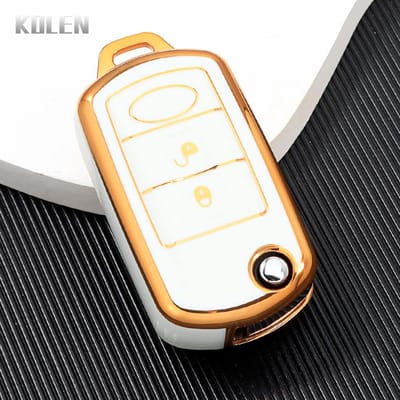 Nouvel Étui de Protection en TPU pour Clé de Voiture Coque pour Land Rover Range Rover Sport Lr3 Discovery 3 3 Boutons Porte-Protections Sac Porte-Clés Accessoires beige
