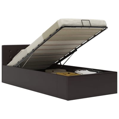 vidaXL - Bedframe - met - opslag - hydraulisch - kunstleer - grijs - 100x200 - cm