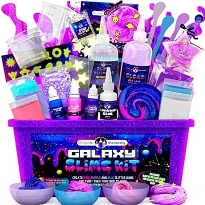 Galaxie Slijmkit met Glow in The Dark Lijm en Sterrenglitter - Doe-het-zelf Galactisch Slijm Knutselpakket voor Kinderen