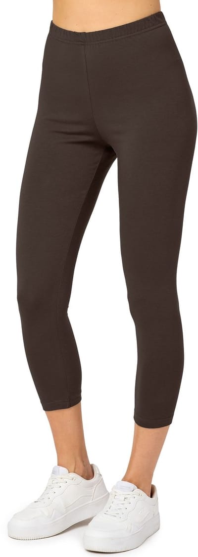 Merry Style MS-MS10-199-LE Dames Capri Leggings - Sport - Vrijetijdsbroek - 3/4 Lengte - Katoen - Sporbroek - Yogabroek - Bruin - XS