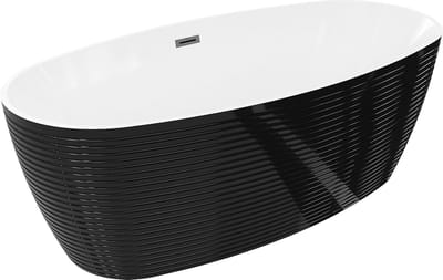 Mexen Lira vrijstaande badkuip patroon 170 x 80 , wit/zwart, overloop gun gray geborsteld - 52831708075-66