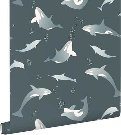 ESTAhome behang walvissen donkerblauw - 50 x 900 cm - 131566