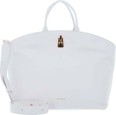 COCCINELLE Leren Handtas Schoudertas Coccinelle Magie Soft Handbag Grained Leather Brillant White Wit