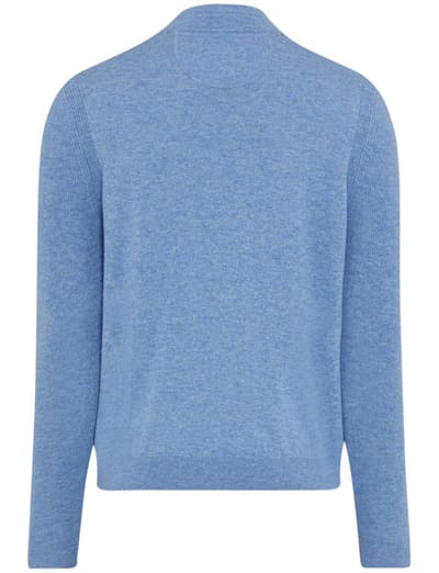Brax trui half-zip lichtblauw gemêleerd lange mouw