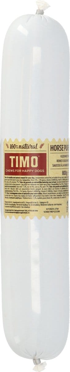 Timo Pure Meat Worst 800 g - Hondenvoer - Paard Vanaf >3 Maanden