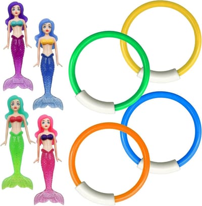 Diving Ringen Set voor Kinderen - 8 Stuks Onderwater Speelgoed voor Zwemtraining en Vermaak in het Zwembad