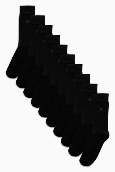 Next - Heren - Verpakking van 10 - Comfortabele sokken met verzachte zool - Zwart