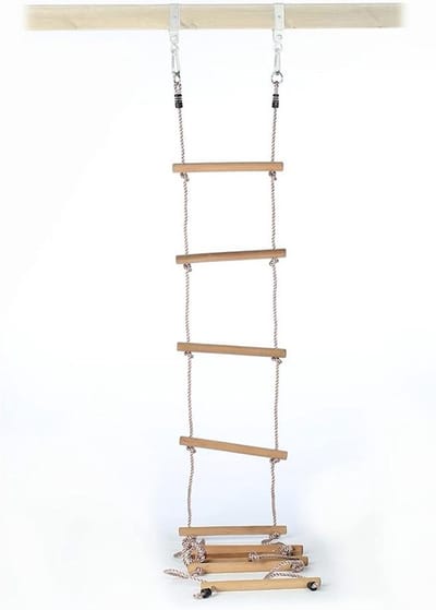 Kabelladder Kinderladder - Houten Touwladder - Buiten Spelen - Robuust Materiaal - 350 cm - Natuurlijk