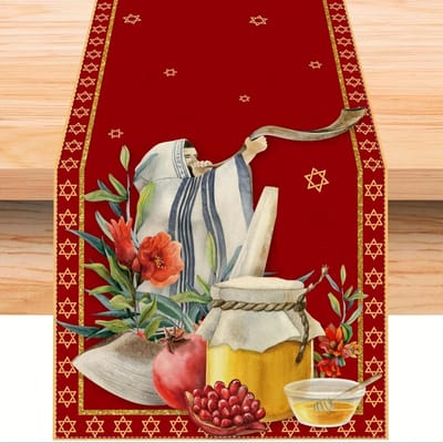 Rosh Hashanah Linnen Tafel Runner Huisdecoratie Shana Tova Honing Granaatappel Keuken Eettafel Runners Joodse Fiesta Feest Decoratie 150x33cm