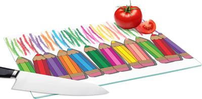 Glazen Snijplank - 39x28 - Kleurpotlood - Patronen - Regenboog - Snijplanken Glas