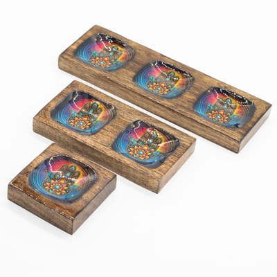 Ancient Wisdom - Decoratief dienblad - Geëmailleerd mango dienblad - hamsa - interieur - accessoires - servies - tafeldecoratie - woondecoratie