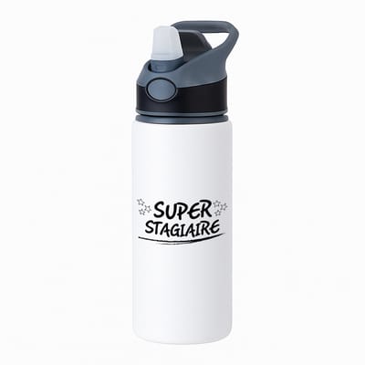 Hacebo® - Super stagiare waterfles met rietje zwart - Stagiair - stagiaire - werk - afscheidscadeau - verjaardagscadeau - kado - water fles - 650ML