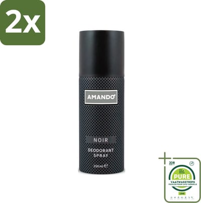 Amando - Noir - Deodorant - Spray - 150 ml - Voordeelverpakking - 2 stuks - Amando Noir Deodorant Spray - Deodorant spray voor mannen