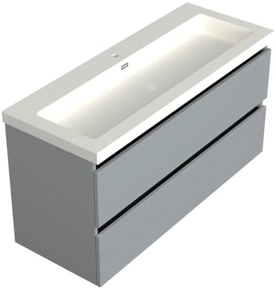 Dutchline Badmeubel Onderkast Midden – Mat Grijs – 120x46cm – 2 Lades – 1 Uitsparing