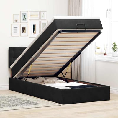 vidaXL - Ottoman - bed - met - matras - 100x200 - cm - fluweel - zwart