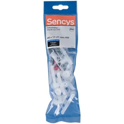 Sencys Plug Voor Gipsplaat Nylon - Diam. 8x40mm - 20 Stuks