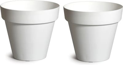 Mega Collections Plantenpot/bloempot - 2x - kunststof - wit - binnen/buiten - D34 x H33 cm