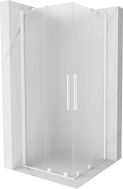Mexen Velar Duo douchecabine schuifdeur 80 x 80 , ijsglas, wit - 871-080-080-32-20