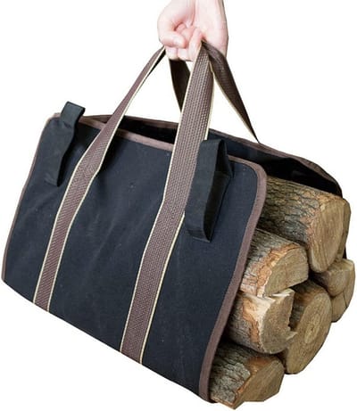 Brandhout Tas - Houtmand Carriertas - Open Haard Opslag - Grote Capaciteit - 90x40cm - Rood