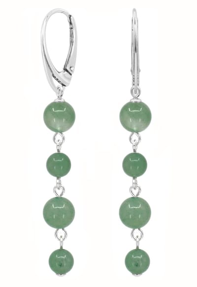 ARLIZI 2397 Oorbellen groen aventurijn kralen - sterling zilver - 6 cm