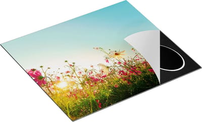 Chefcare Inductie Beschermer Kosmos Bloemenveld met een Opkomende Zon - 60x50 cm - Afdekplaat Inductie - Kookplaat Beschermer - Inductie Mat