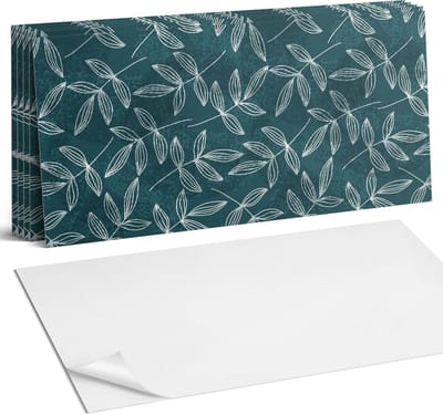 Coloray Plaktegels - Bladeren op een gestructureerde achtergrond Wandtegel Zelfklevend - 60 cm x 30 cm - Turkoois Plaktegels - 6 stuks - Rechthoek PVC Tegels - Plaktegels Keuken - Zelfklevende Vloertegels Badkamer - Vinyltegels Vloer Zelfklevend