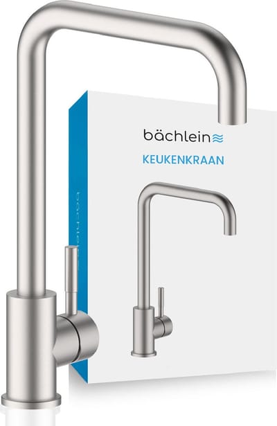 Bächlein Keukenkraan Plivo 360 graden draaibaar (geborsteld roestvrij staal) - Eenhandige keukenkraan van roestvrij staal met 360° draaibare uitloop, kraan voor de keuken in extra stevige uitvoering.