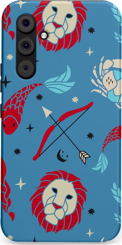 Casetastic hoesje geschikt voor Samsung Galaxy A54 (2023) 5G - Dubbellaagse bescherming - Zodiac in verbinding - Fashion Case - Petrol Bordeaux Grijs