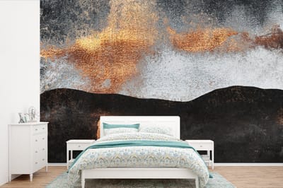 Behang - Fotobehang Abstract - Gold - Chic - Zwart - Grijs - Breedte 420 cm x hoogte 280 cm