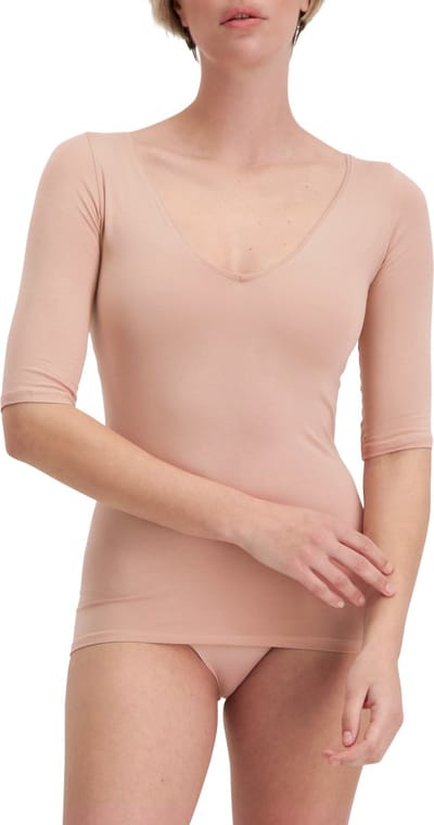 Noshirt Half Sleeve - SoftTouch Tencel - Deep V / Invisible Rose / XS