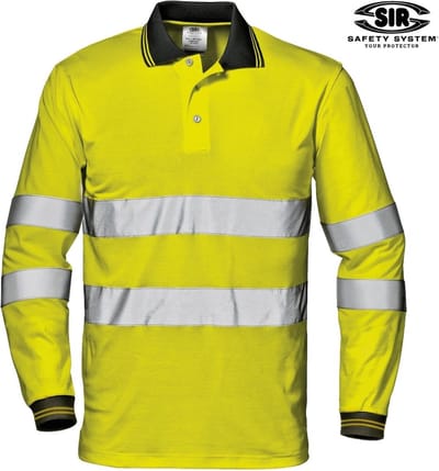 SIR SAFETY MAX CONFORT Hi Vis Reflecterend Werkpolo HEREN Veiligheidsshirt Geel - EN ISO 20471 Klasse 3 - 55 Procent Katoen - Reflecterende Band