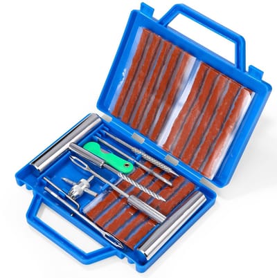 Dailygoods- Bandenreparatieset 33-delig - Proppenset - Reparatietools - Roestvrij Staal - Eenvoudig in gebruik - Geschikt voor auto/motor/truck - Bandenreparatiekit