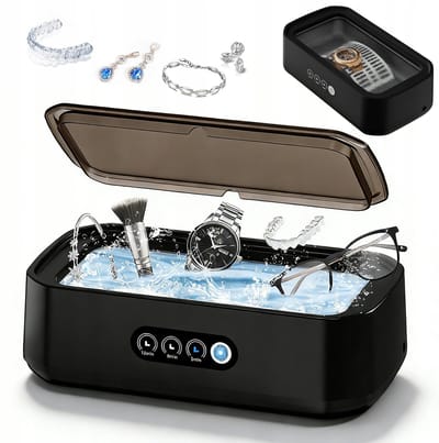 Ultrasoon Reiniger - 650ml Ultrasone Reinigingsmachine - 48kHz & 3 Timerstanden - Voor Bril, Tanden & Sieraden - Eenvoudige Bediening & Compact - Voor Thuis & Reizen