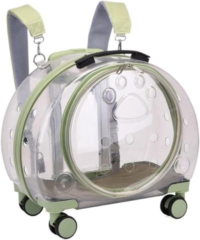 Draagbare Huisdier Koffer - Reismand Kat Hond - Veilig Vervoer - Ventilatie Breed Zicht - 4.4 kg - Groen