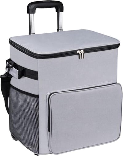 Rollende koeltas - Geïsoleerde trolley - Buitenactiviteiten - 35L ruime inhoud - 90x33x28cm - Grijs