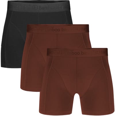 Bamboo Basics Heren Bamboe Boxershorts Rico (3-pack) - Zwart, Bruin & Bruin Ton Sur Ton - Ondergoed Heren - Boxershort Heren Lange pijp - Maat S