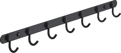Brute Strength - RVS Kapstok 7 - haaks - 54 cm - Mat Zwart - Wandkapstok - Hangende Design Muurkapstok - Handdoekrek