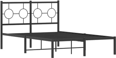 Metalen Bedframe - Ledikant Hoofdbord - Slaapkamer Meubel - Robuuste Staalconstructie - 120x190 cm - Zwart