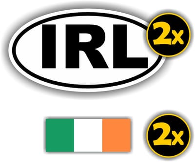 Jerma - IRL - Ierland - Vlag - Auto - Sticker - 2x ovaal 13x7 cm - 2st 7x2.5 cm - Vinyl - zelfklevend