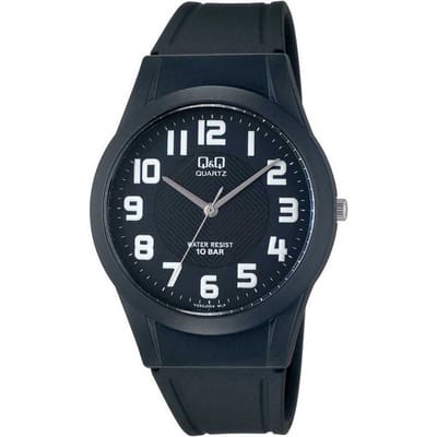 Q&Q VQ50J004Y - Horloge - Sport - Analoog - Unisex - Plastic band - Rond - Cijfers - Kunststof - Zwart