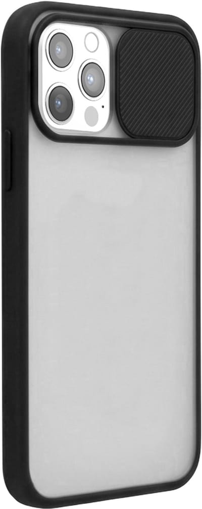 Bigben Connected, Hoesje geschikt voor iPhone 12 Pro Max - met Schuifbare Camera Slider, Transparant zwart