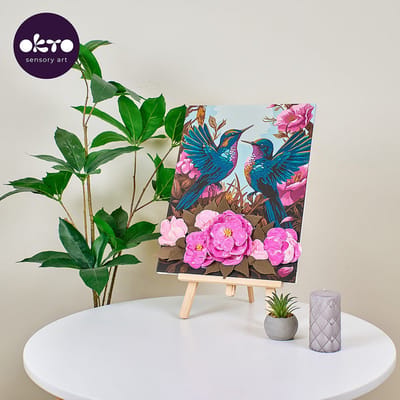 OKTO Sensory Art 3D - Kolibries In Love - Air Clay + Kleuren Op Nummers - 30X40Cm - 14 Jaar