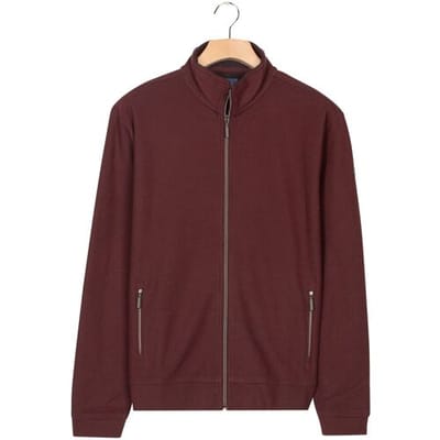 Baileys Vest Uni Color Fine Texture Sweat Cardigan Zip Jacquard Fabric Dark Mauve / male